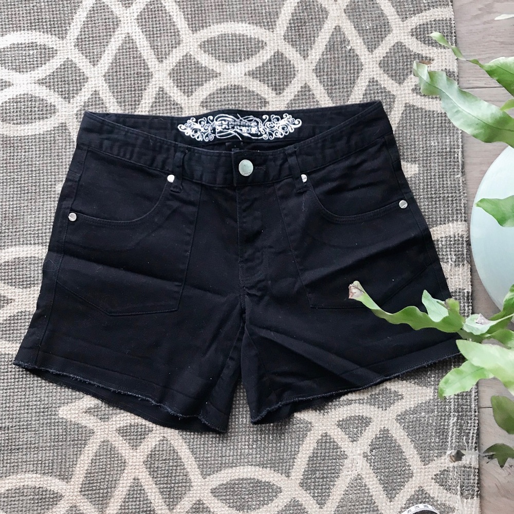 Express Jeans Black Stretch Denim Shorts size 4